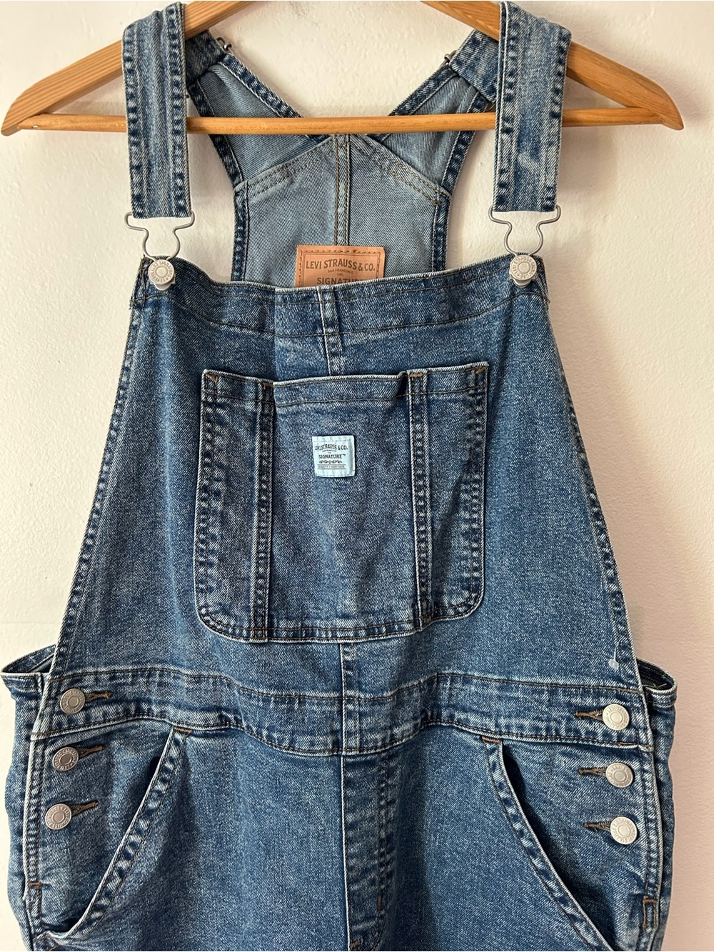 Levi’s Heritage Signature Denim Overalls Medium Wash Wide Leg - Large
